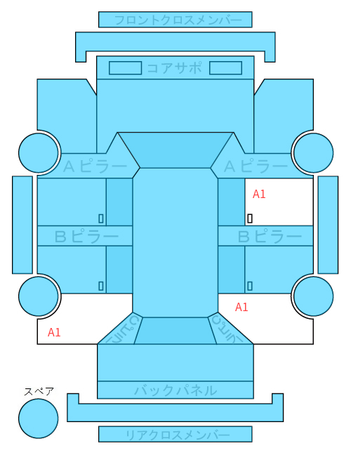 Body condition diagram (damage marks, Japanese labels)