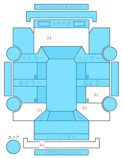Body condition diagram (damage marks, Japanese labels)