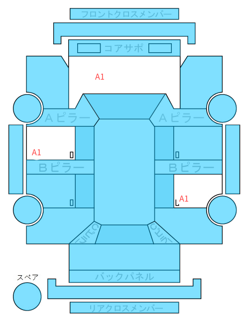 Body condition diagram (damage marks, Japanese labels)