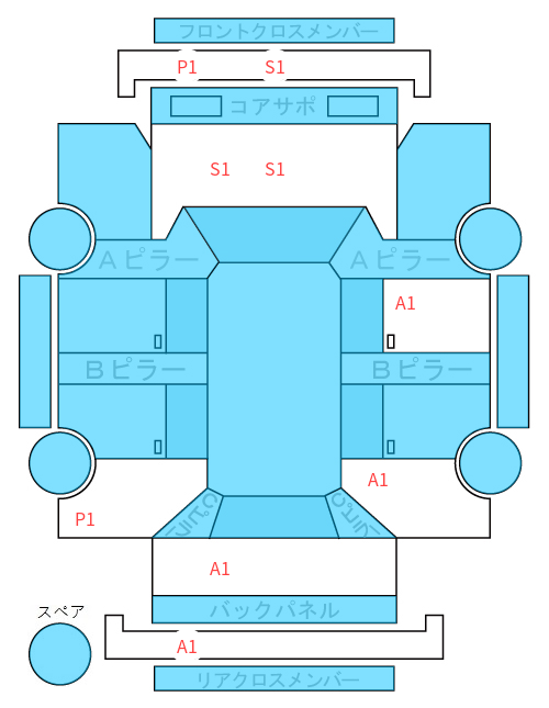 Body condition diagram (damage marks, Japanese labels)