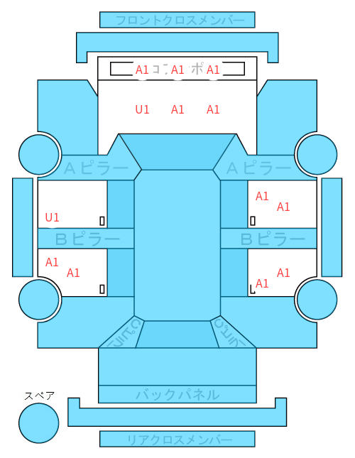 Body condition diagram (damage marks, Japanese labels)