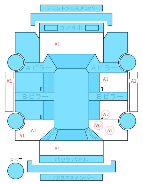 Body condition diagram (damage marks, Japanese labels)
