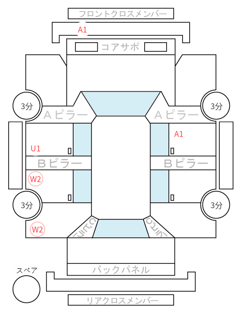 Body condition diagram (damage marks, Japanese labels)