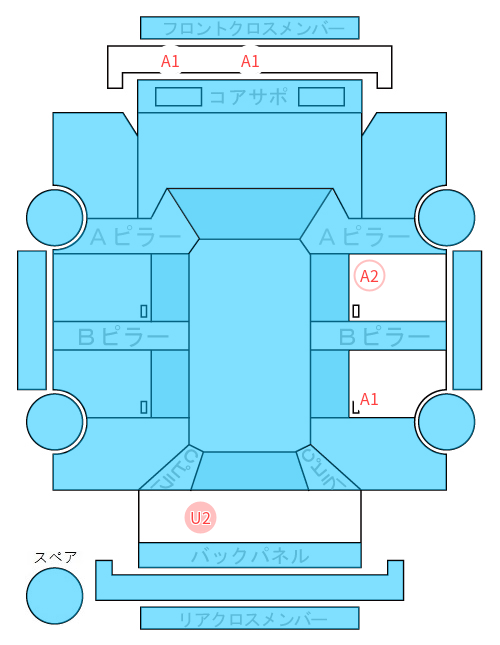 Body condition diagram (damage marks, Japanese labels)