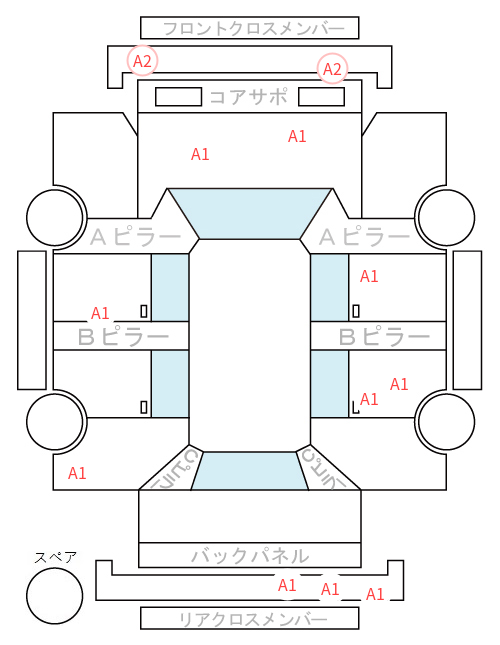 Body condition diagram (damage marks, Japanese labels)