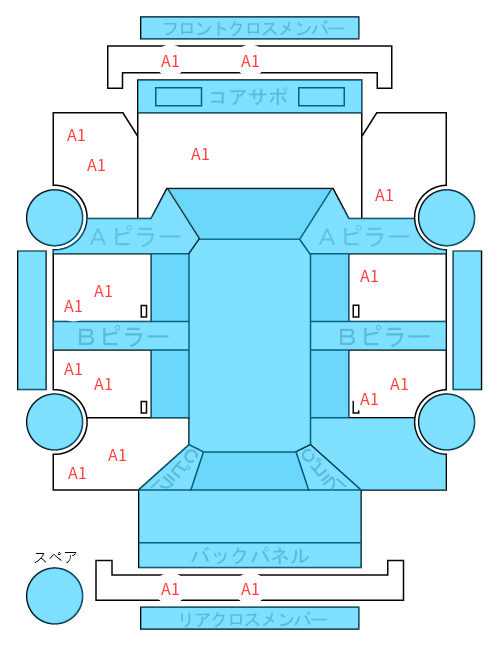 Body condition diagram (damage marks, Japanese labels)