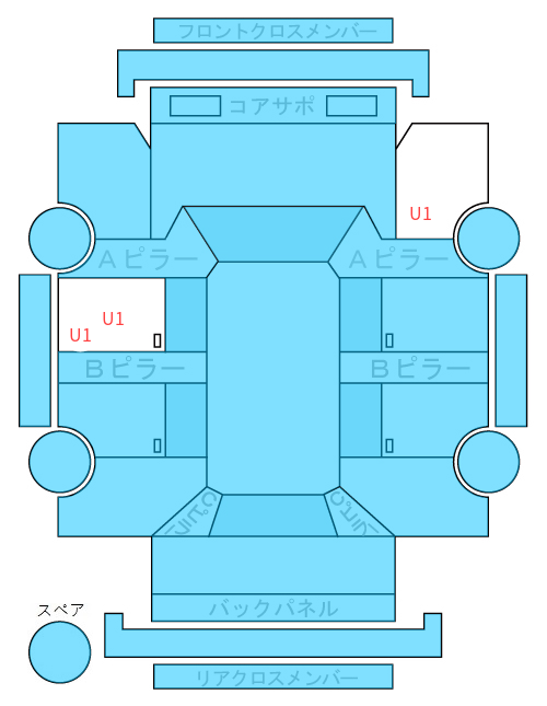 Body condition diagram (damage marks, Japanese labels)