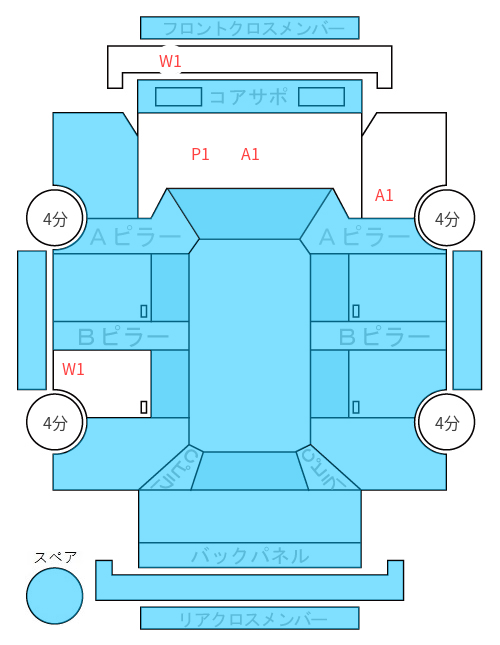 Body condition diagram (damage marks, Japanese labels)
