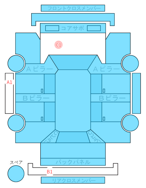 Body condition diagram (damage marks, Japanese labels)