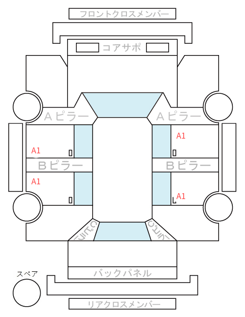 Body condition diagram (damage marks, Japanese labels)