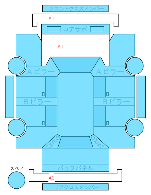 Body condition diagram (damage marks, Japanese labels)