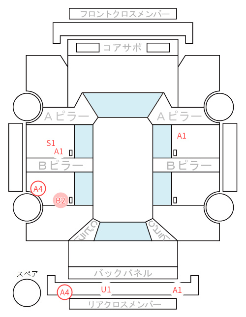 Body condition diagram (damage marks, Japanese labels)