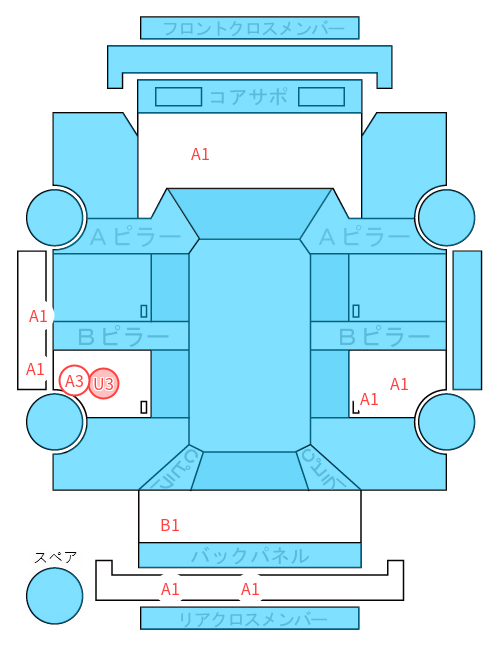 Body condition diagram (damage marks, Japanese labels)