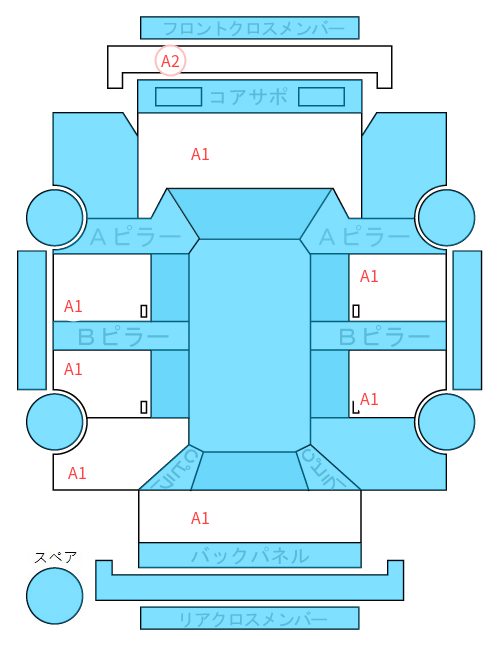 Body condition diagram (damage marks, Japanese labels)