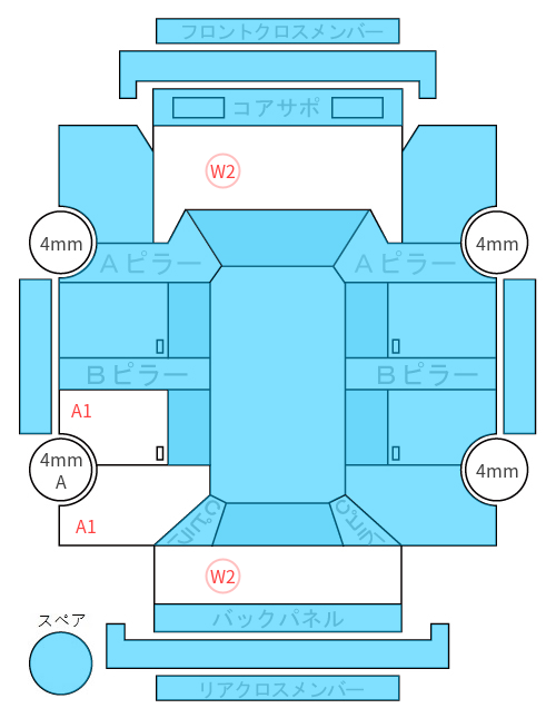 Body condition diagram (damage marks, Japanese labels)