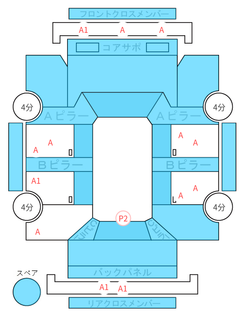 Body condition diagram (damage marks, Japanese labels)