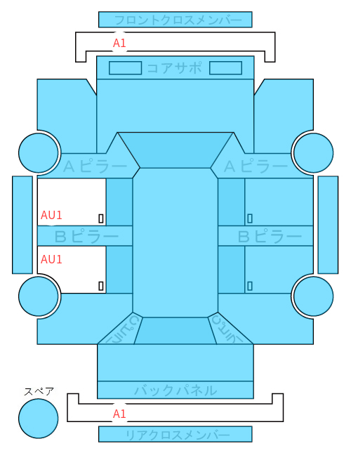 Body condition diagram (damage marks, Japanese labels)