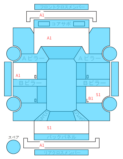 Body condition diagram (damage marks, Japanese labels)