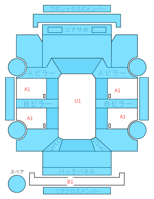 Body condition diagram (damage marks, Japanese labels)