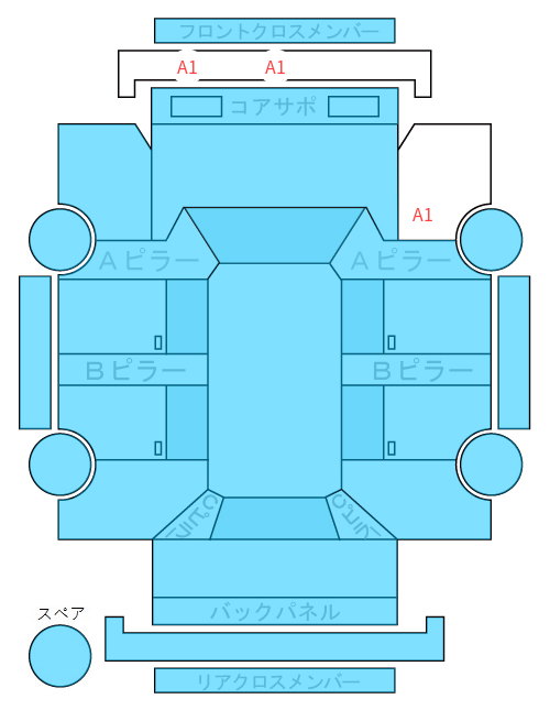 Body condition diagram (damage marks, Japanese labels)