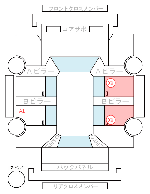 Body condition diagram (damage marks, Japanese labels)