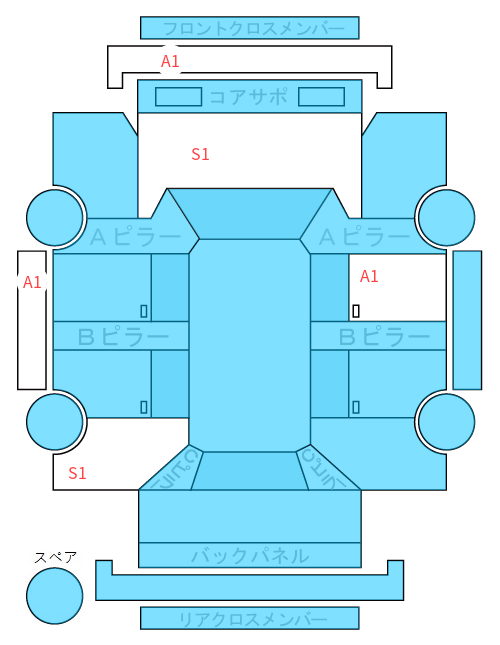 Body condition diagram (damage marks, Japanese labels)