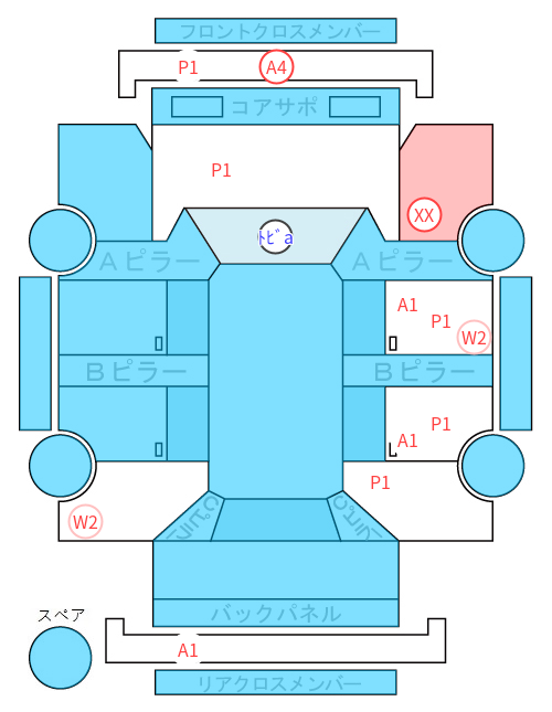 Body condition diagram (damage marks, Japanese labels)