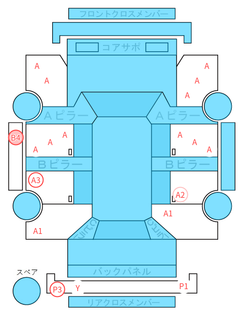 Body condition diagram (damage marks, Japanese labels)