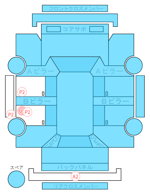 Body condition diagram (damage marks, Japanese labels)