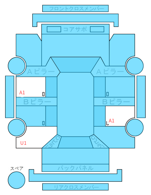 Body condition diagram (damage marks, Japanese labels)