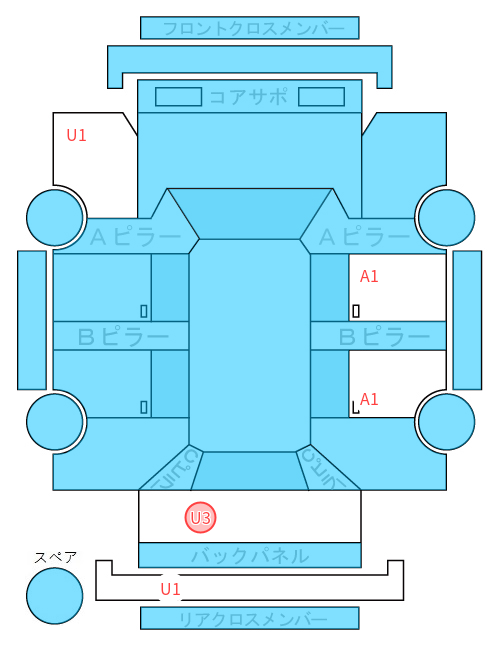 Body condition diagram (damage marks, Japanese labels)