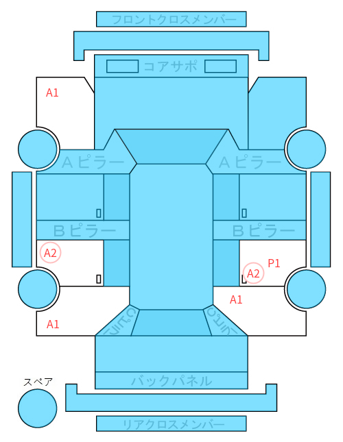 Body condition diagram (damage marks, Japanese labels)