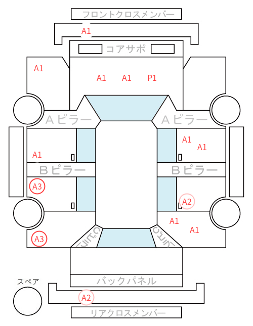Body condition diagram (damage marks, Japanese labels)