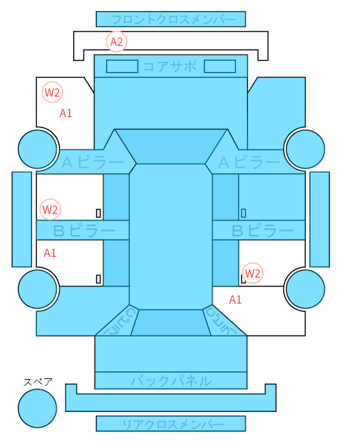 Body condition diagram (damage marks, Japanese labels)