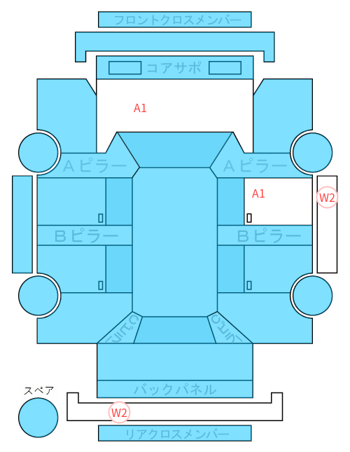 Body condition diagram (damage marks, Japanese labels)