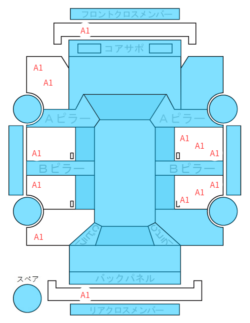 Body condition diagram (damage marks, Japanese labels)
