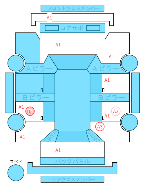 Body condition diagram (damage marks, Japanese labels)