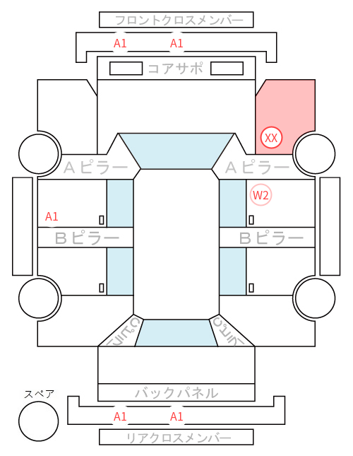 Body condition diagram (damage marks, Japanese labels)