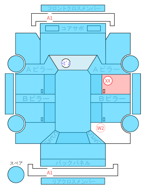 Body condition diagram (damage marks, Japanese labels)