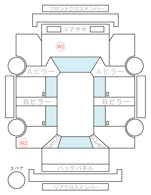 Body condition diagram (damage marks, Japanese labels)