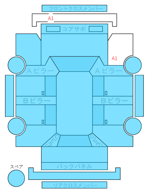 Body condition diagram (damage marks, Japanese labels)