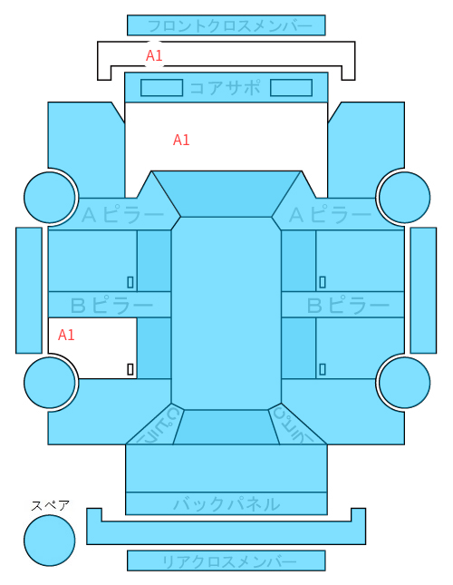 Body condition diagram (damage marks, Japanese labels)