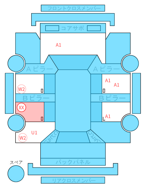 Body condition diagram (damage marks, Japanese labels)
