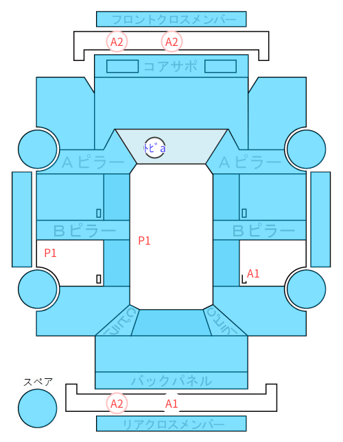 Body condition diagram (damage marks, Japanese labels)