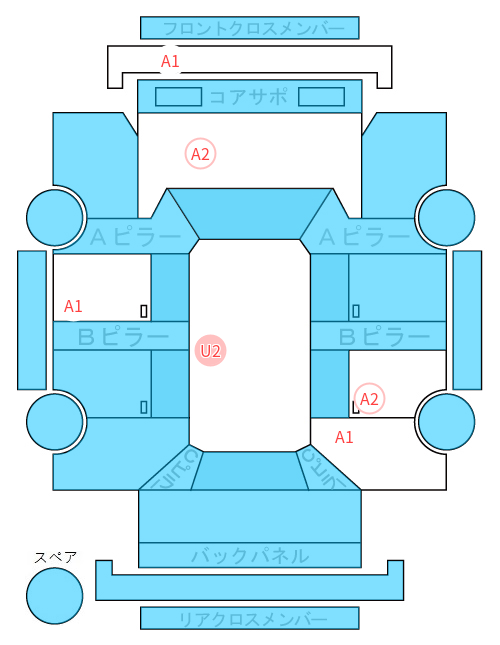 Body condition diagram (damage marks, Japanese labels)