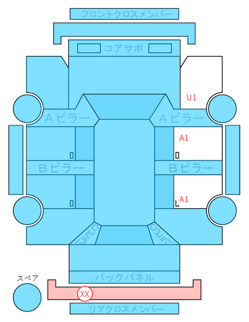 Body condition diagram (damage marks, Japanese labels)