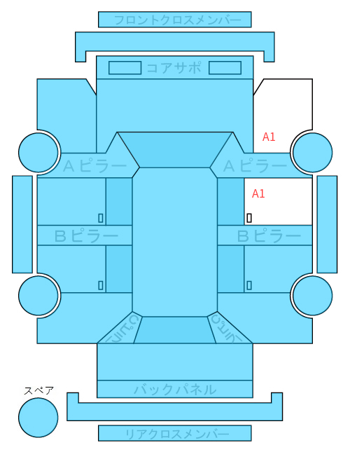 Body condition diagram (damage marks, Japanese labels)
