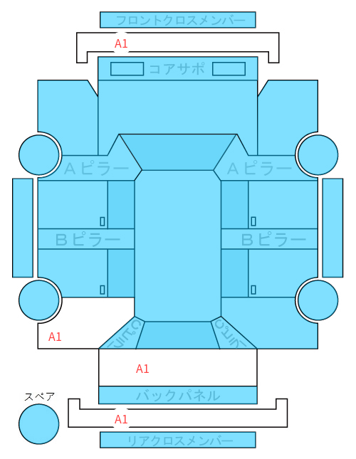 Body condition diagram (damage marks, Japanese labels)