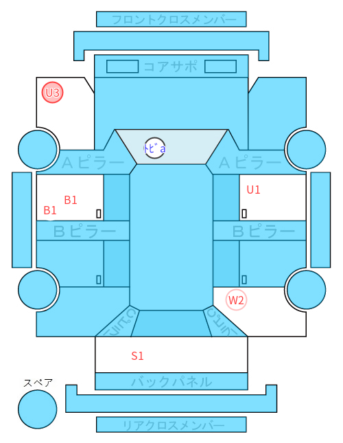 Body condition diagram (damage marks, Japanese labels)