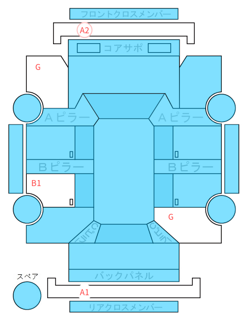 Body condition diagram (damage marks, Japanese labels)